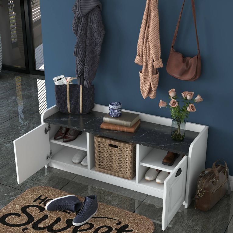 Mobile da ingresso sospeso 2 ante bianco e grigio 120x37h cm - Frank