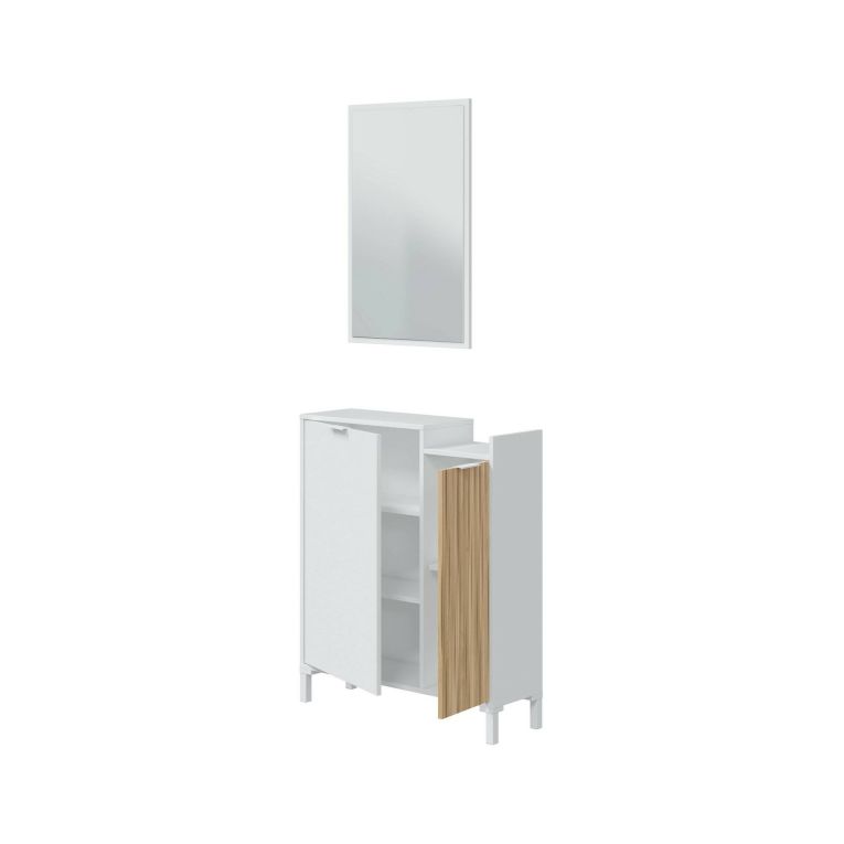 Mobile da ingresso sospeso 2 ante bianco e rovere 77x91h cm - Alambicco
