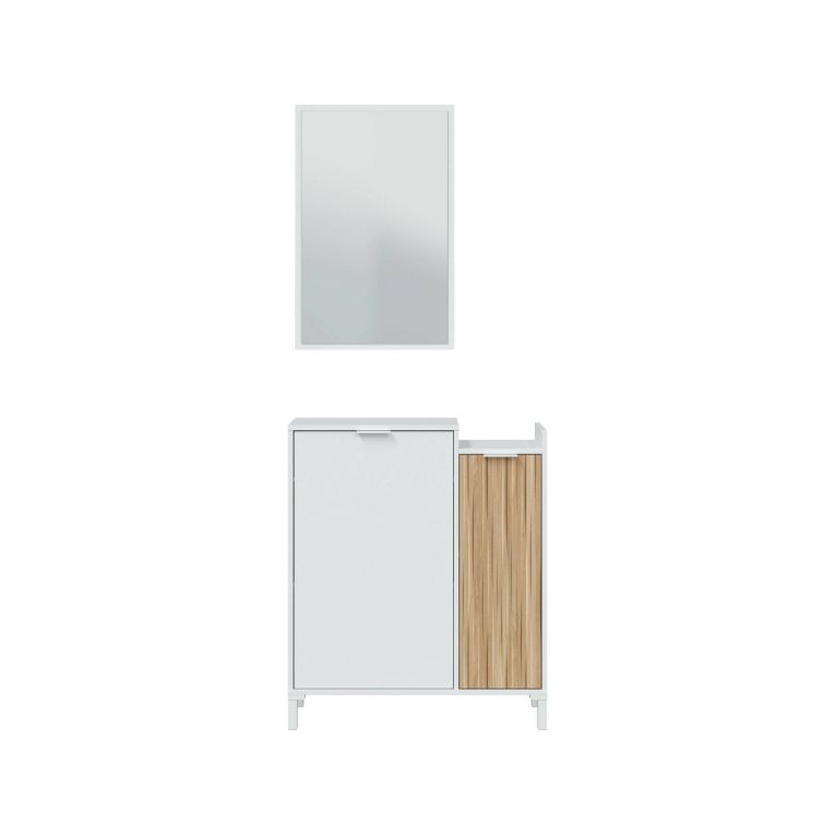 Mobile da ingresso sospeso 2 ante bianco e rovere 77x91h cm - Alambicco