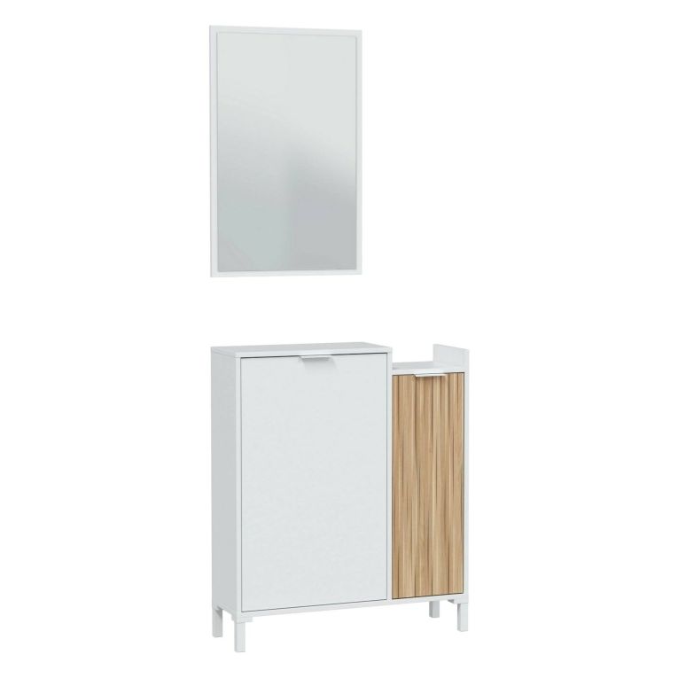 Mobile da ingresso sospeso 2 ante bianco e rovere 77x91h cm - Alambicco