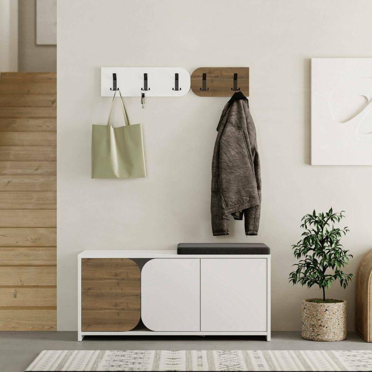 Mobile da ingresso sospeso 3 ante quercia e bianco 104x52h cm - Riga