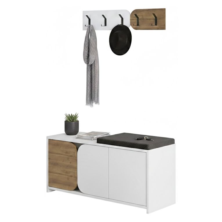 Mobile da ingresso sospeso 3 ante quercia e bianco 104x52h cm - Riga