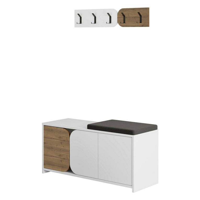 Mobile da ingresso sospeso 3 ante quercia e bianco 104x52h cm - Riga