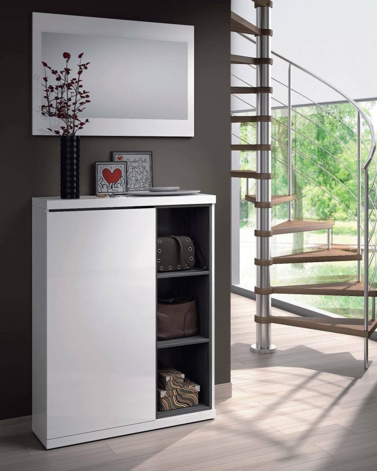 Mobile da ingresso sospeso bianco e grigio cenere 79x108h cm - Volturno