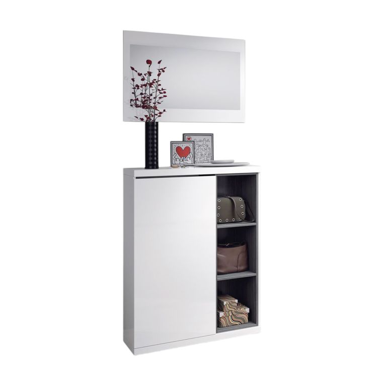 Mobile da ingresso sospeso bianco e grigio cenere 79x108h cm - Volturno