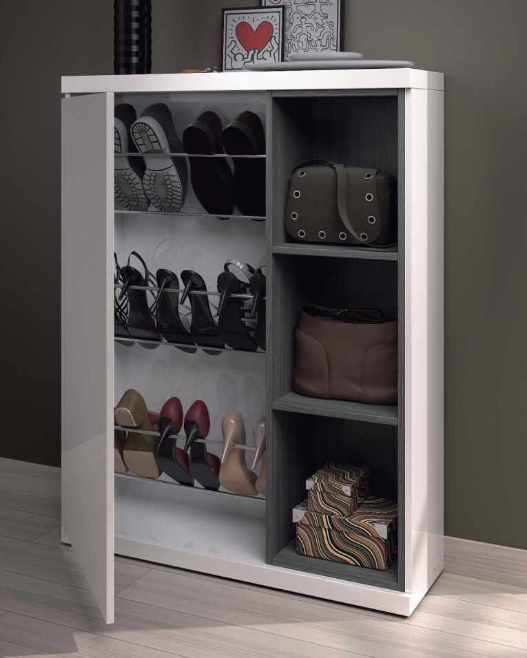 Mobile da ingresso sospeso bianco e grigio cenere 79x108h cm - Volturno