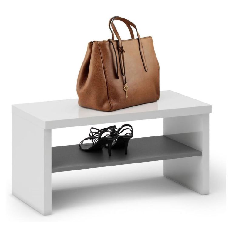 Mobile da ingresso sospeso bianco lucido e antracite 80x40h cm - Trivia