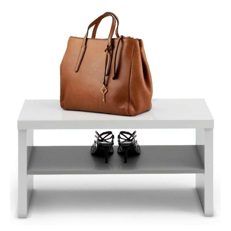 Mobile da ingresso sospeso bianco lucido e antracite 80x40h cm - Trivia