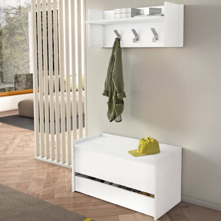Mobile da ingresso sospeso con cassetto bianco 90x46h cm - Actinolite