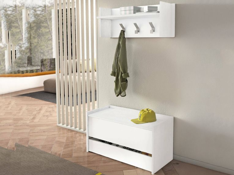 Mobile da ingresso sospeso con cassetto bianco 90x46h cm - Actinolite