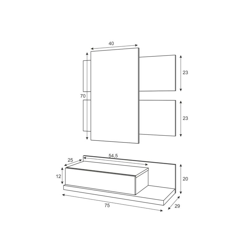 Mobile da ingresso sospeso con cassetto bianco e cemento 75x90h cm - Anro