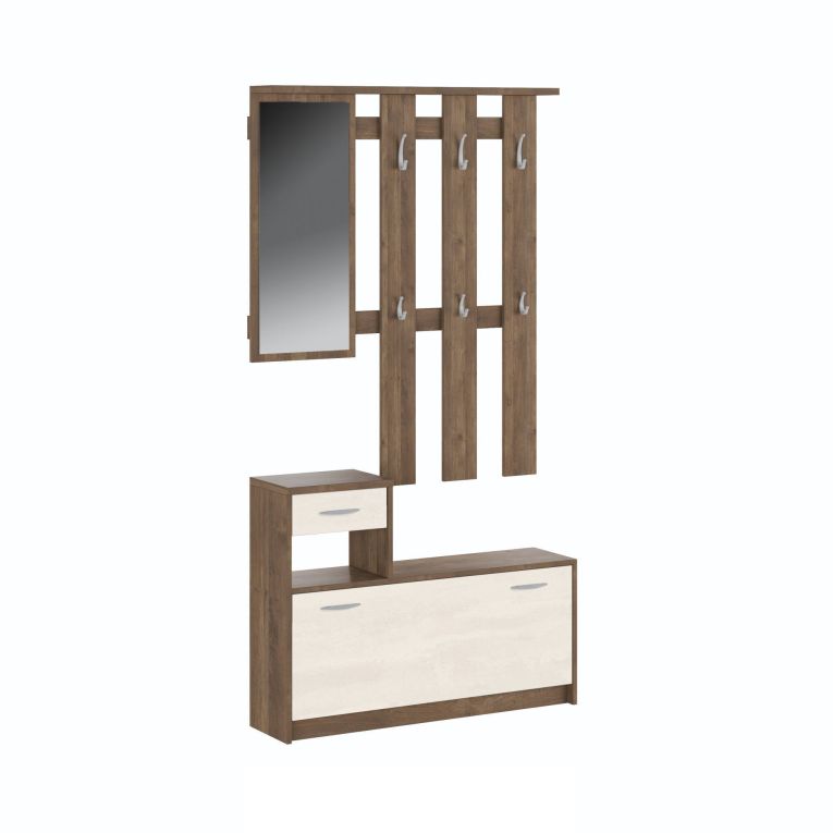 Mobile da ingresso sospeso con scarpiera bianco e quercia 100x190h cm - Garolfo