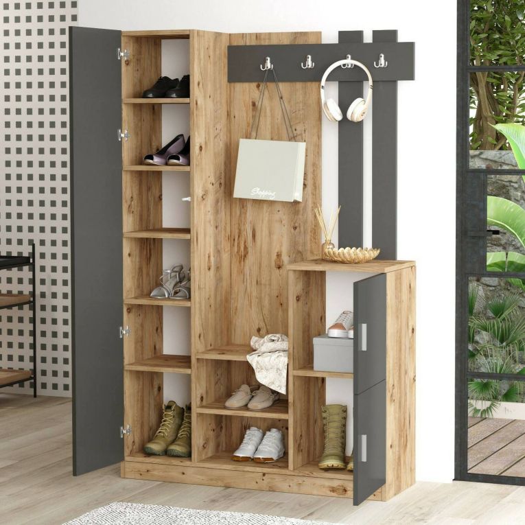 Mobile ingresso 2 ante quercia e antracite 113x179h cm - Arco