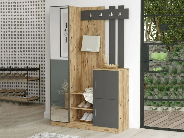 Mobile ingresso 2 ante quercia e antracite 113x179h cm - Arco