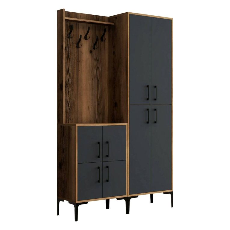 Mobile ingresso 4 ante noce e antracite 120x200h cm - Eufemia