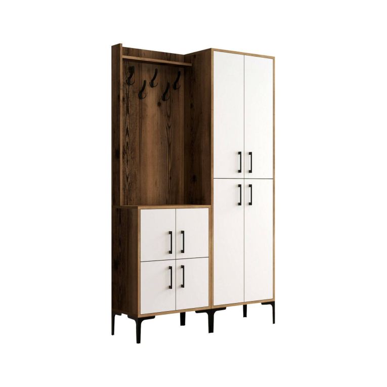 Mobile ingresso 4 ante noce e bianco 120x200h cm - Eufemia