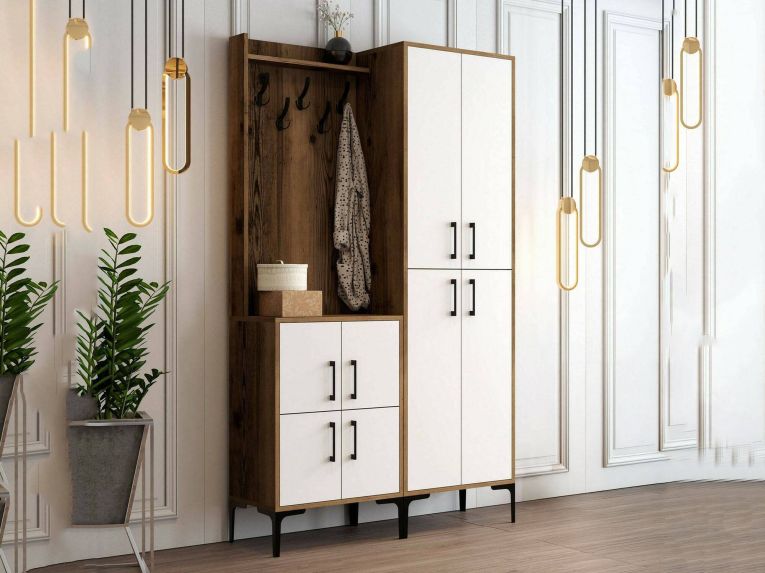 Mobile ingresso 4 ante noce e bianco 120x200h cm - Eufemia
