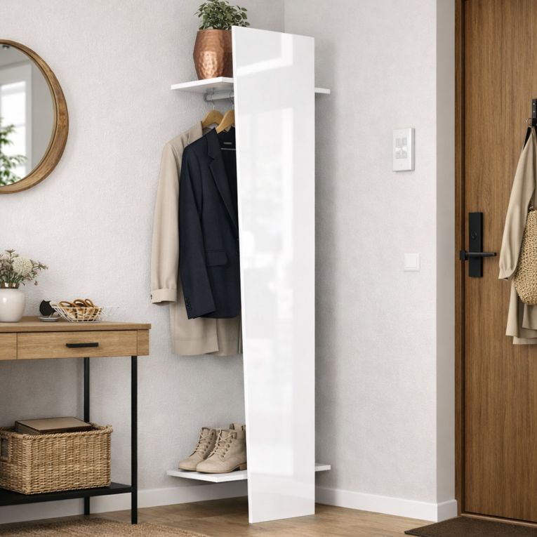 Mobile ingresso a muro moderno bianco lucido 50x200h cm - Allinko