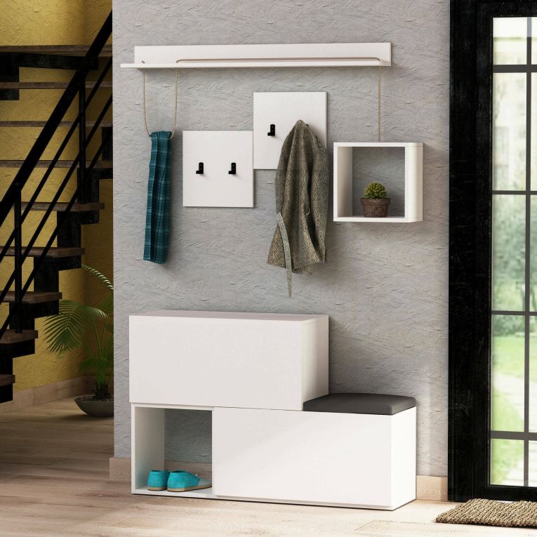 Mobile ingresso a scacchi sospeso 2 ante bianco 120x76h cm - Lariana