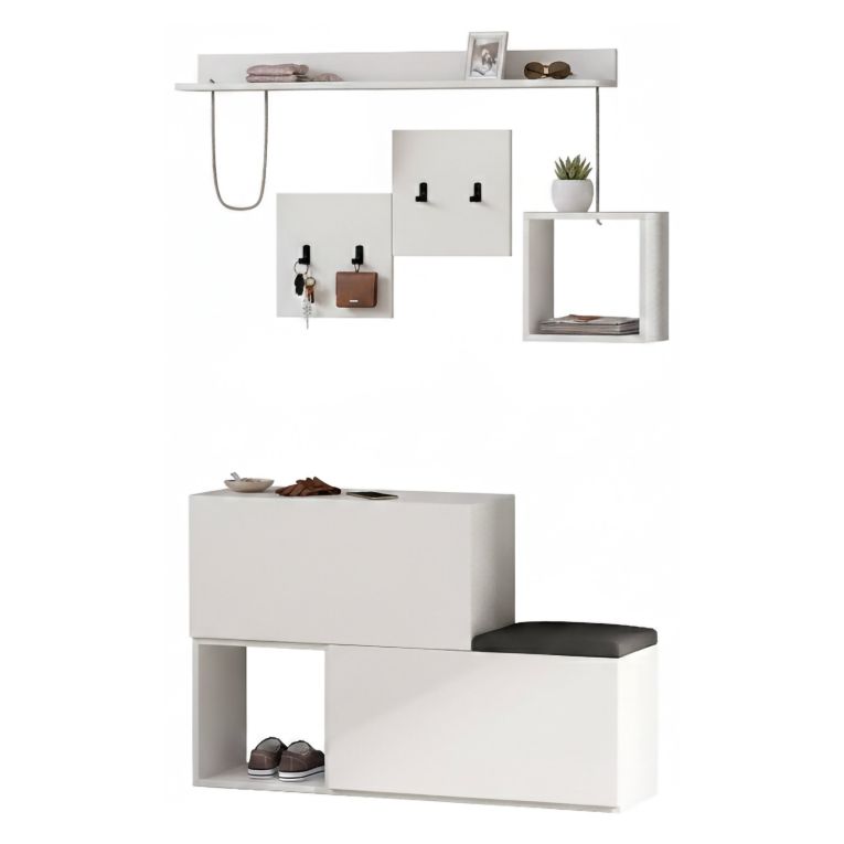 Mobile ingresso a scacchi sospeso 2 ante bianco 120x76h cm - Lariana