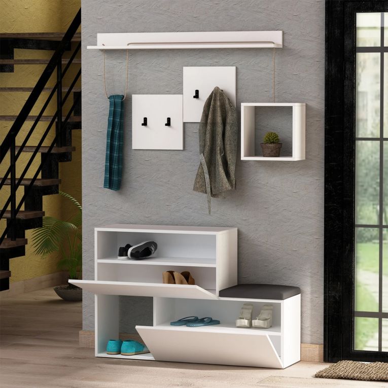 Mobile ingresso a scacchi sospeso 2 ante bianco 120x76h cm - Lariana