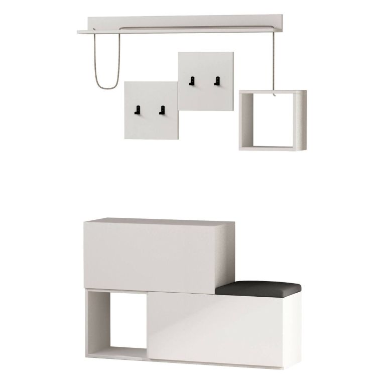Mobile ingresso a scacchi sospeso 2 ante bianco 120x76h cm - Lariana