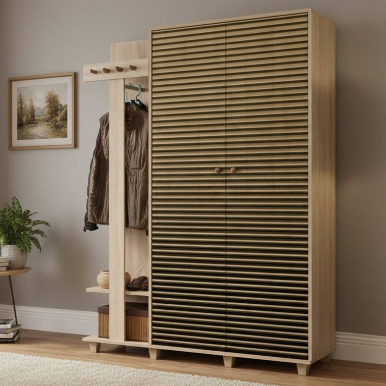 Mobile ingresso cannettato 2 ante quercia 135x194h cm - Liana