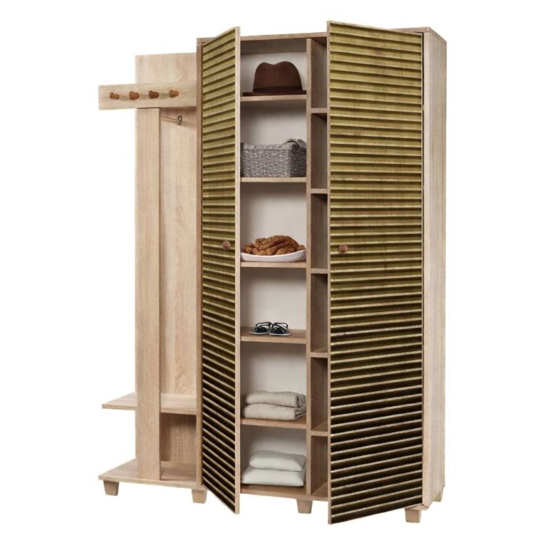 Mobile ingresso cannettato 2 ante quercia 135x194h cm - Liana