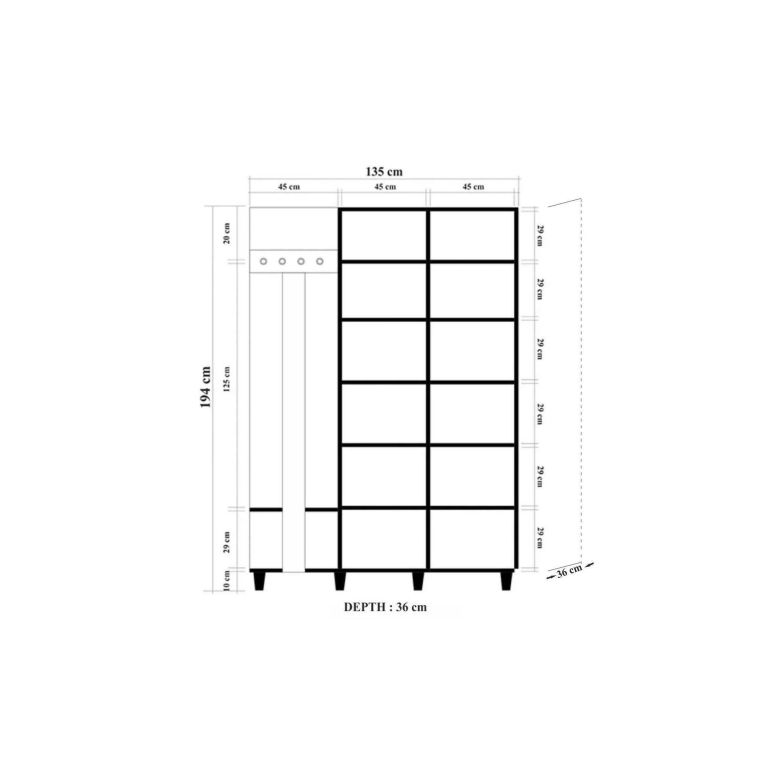 Mobile ingresso cannettato 2 ante quercia 135x194h cm - Liana