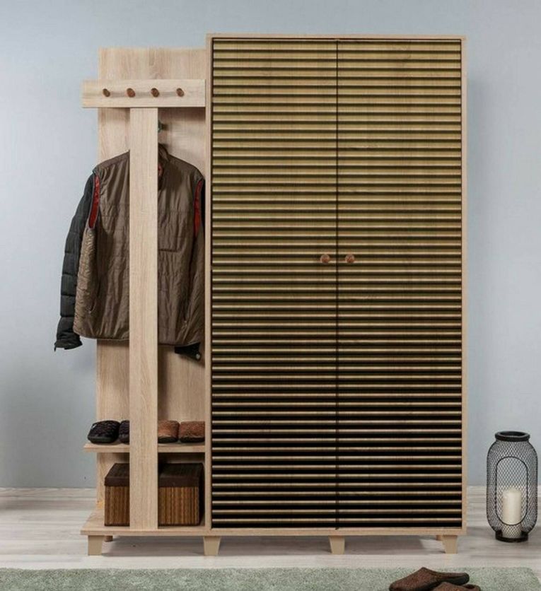 Mobile ingresso cannettato 2 ante quercia 135x194h cm - Liana