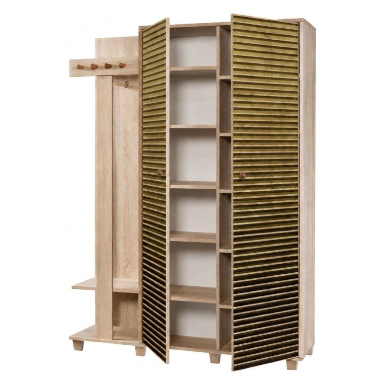 Mobile ingresso cannettato 2 ante quercia 135x194h cm - Liana