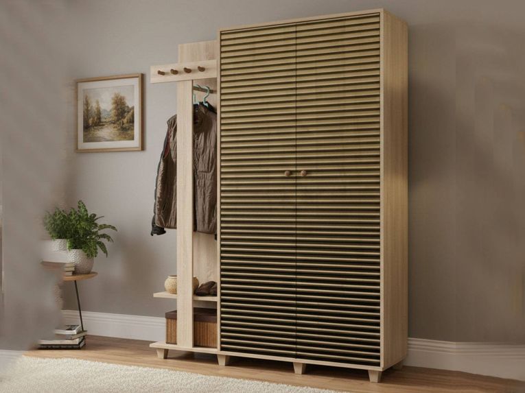Mobile ingresso cannettato 2 ante quercia 135x194h cm - Liana