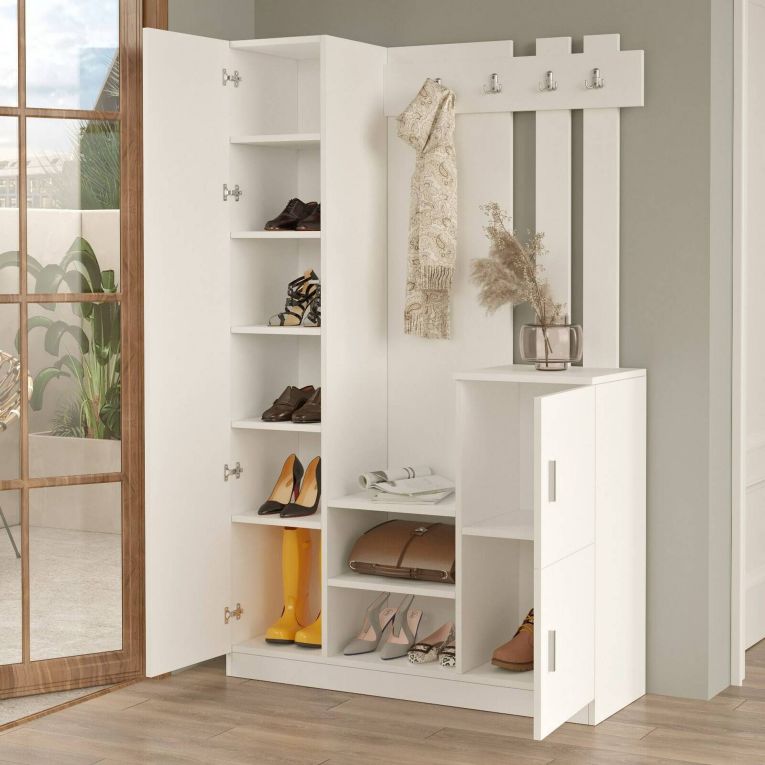 Mobile ingresso chic sospeso 2 ante bianco 113x180h cm - Fernand