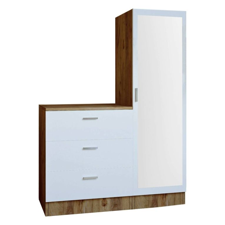 Mobile ingresso con 3 cassetti quercia e bianco 60x72h cm - Jaime