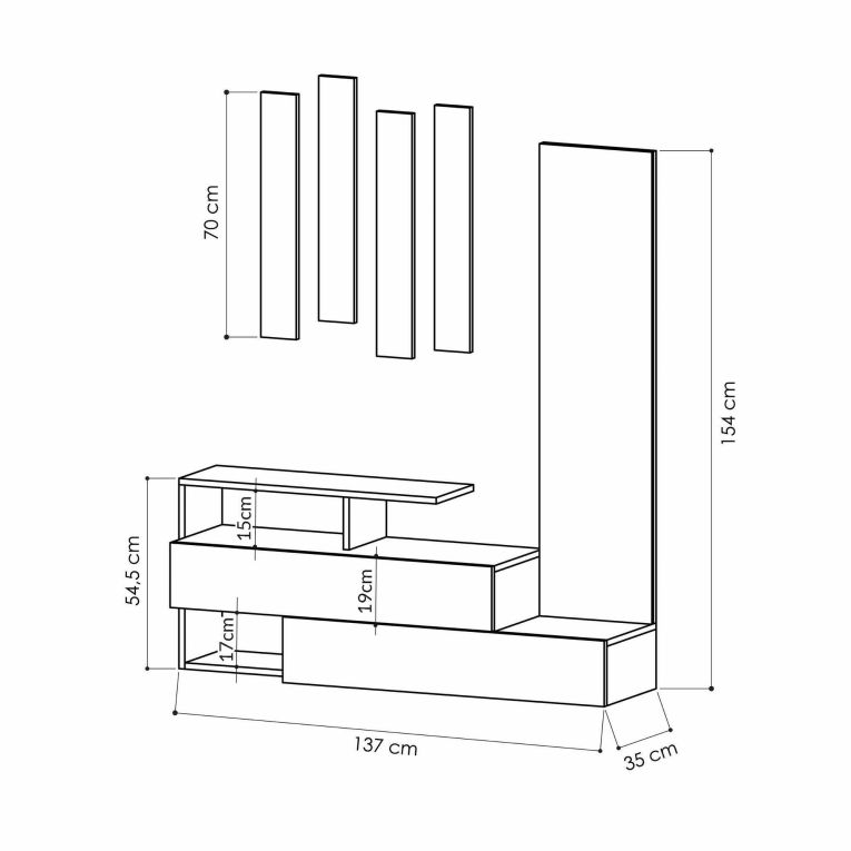 Mobile ingresso da parete 2 ante bianco 137x54h cm - Ofel