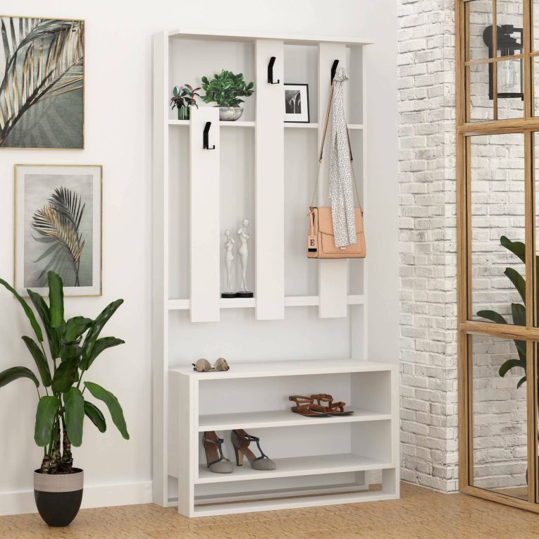 Mobile ingresso elegante da parete bianco 90x180h cm - Toraji