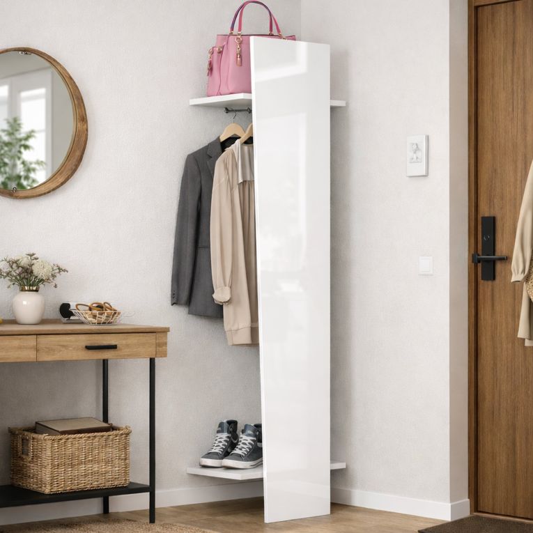 Mobile ingresso moderno da parete bianco lucido 50x200h cm - Allinko