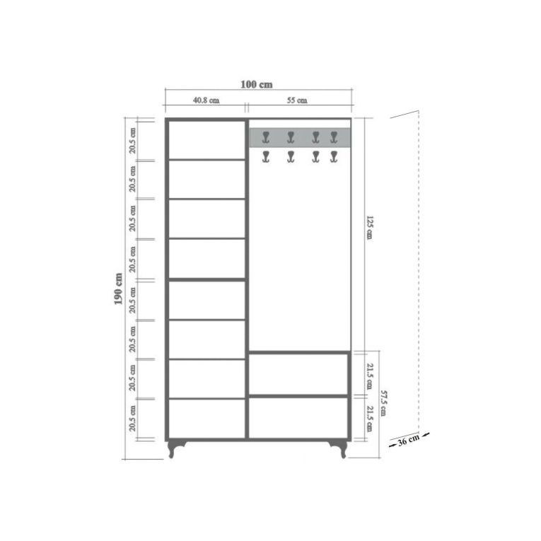 Mobile ingresso quercia e multicolore 100x190h cm - Sugilite