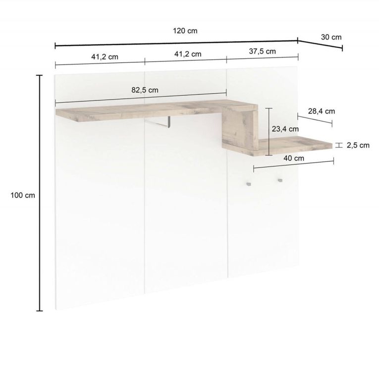 Mobile ingresso sospeso bianco lucido e acero 120x100h cm - Mugello