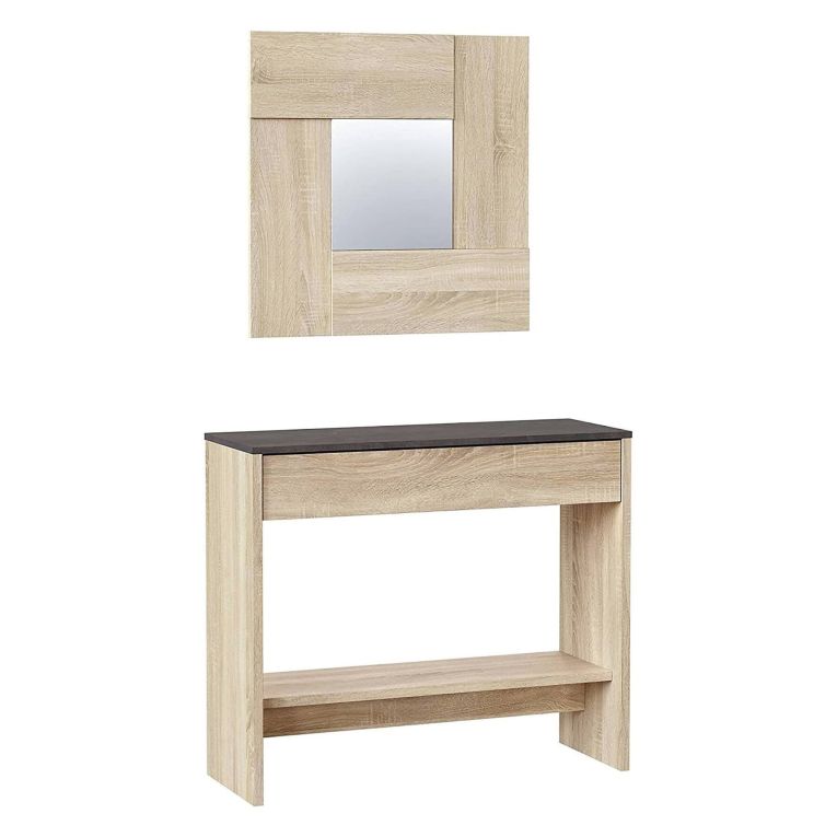 Mobile ingresso sospeso con cassetto rovere e noce 92x79h cm - Alwin