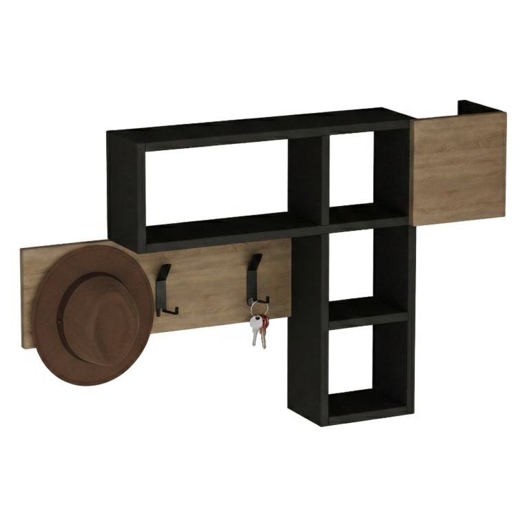 Mobile ingresso sospeso quercia e antracite 99x61h cm - Yagi