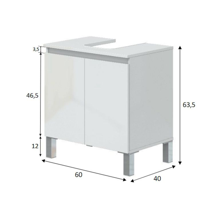 Mobile lavabo 2 ante 60x40x63h cm bianco lucido - Jerome
