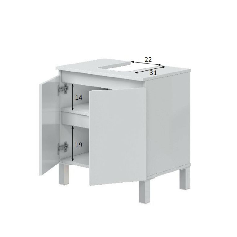 Mobile lavabo 2 ante 60x40x63h cm bianco lucido - Jerome