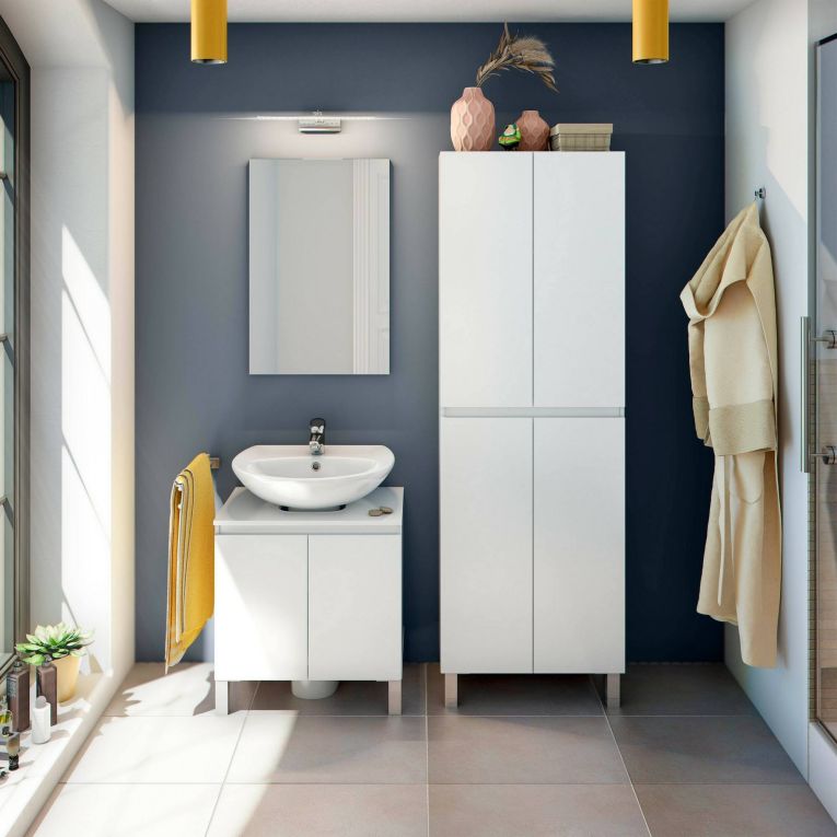 Mobile lavabo 2 ante 60x40x63h cm bianco lucido - Jerome