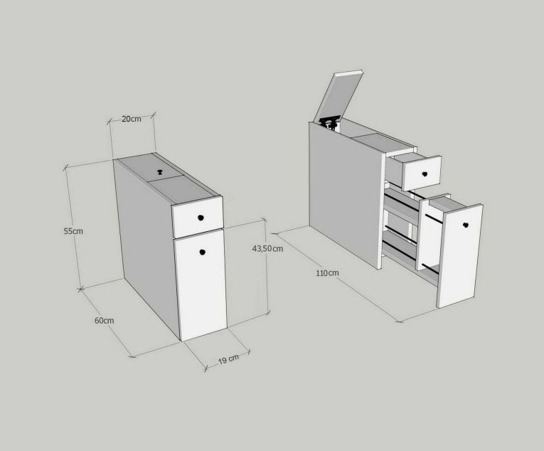 Mobile lavabo 2 cassetti 20x60x55h cm bianco - Isidora