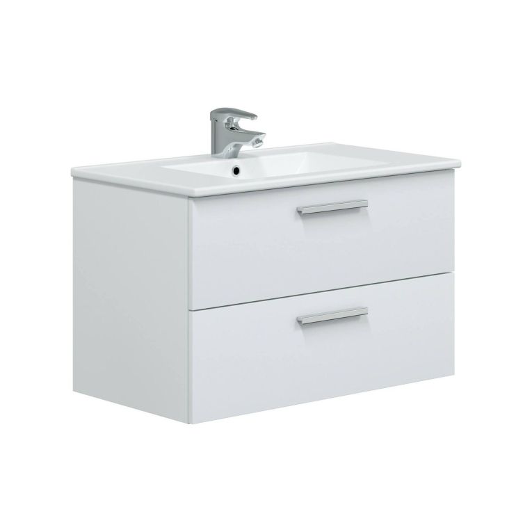 Mobile lavabo 2 cassetti 80x45x50h cm bianco lucido - Felix