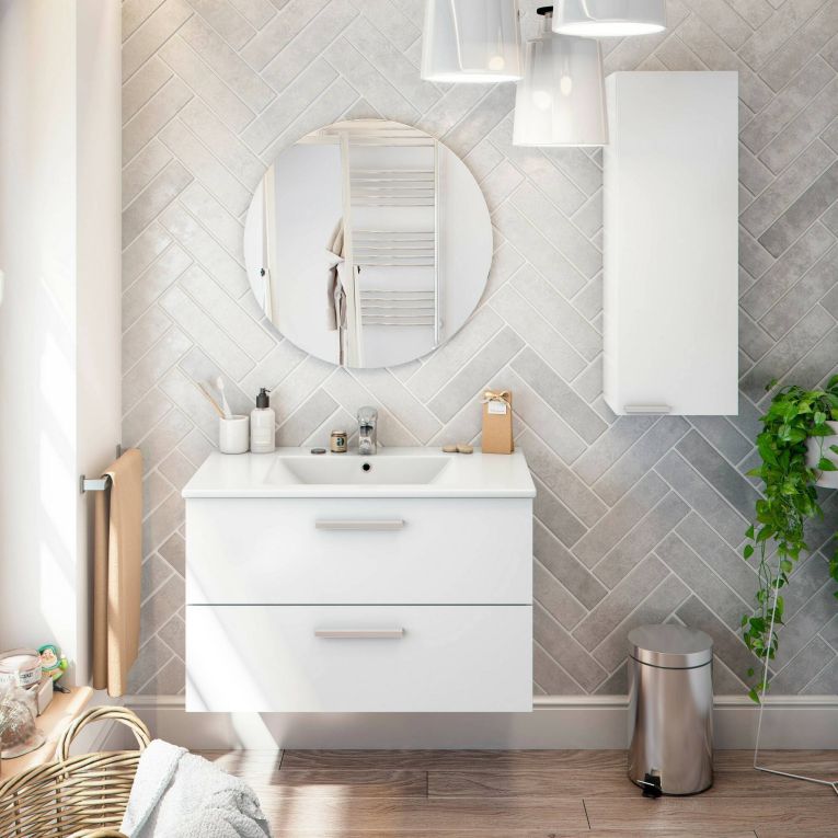 Mobile lavabo 2 cassetti 80x45x50h cm bianco lucido - Felix