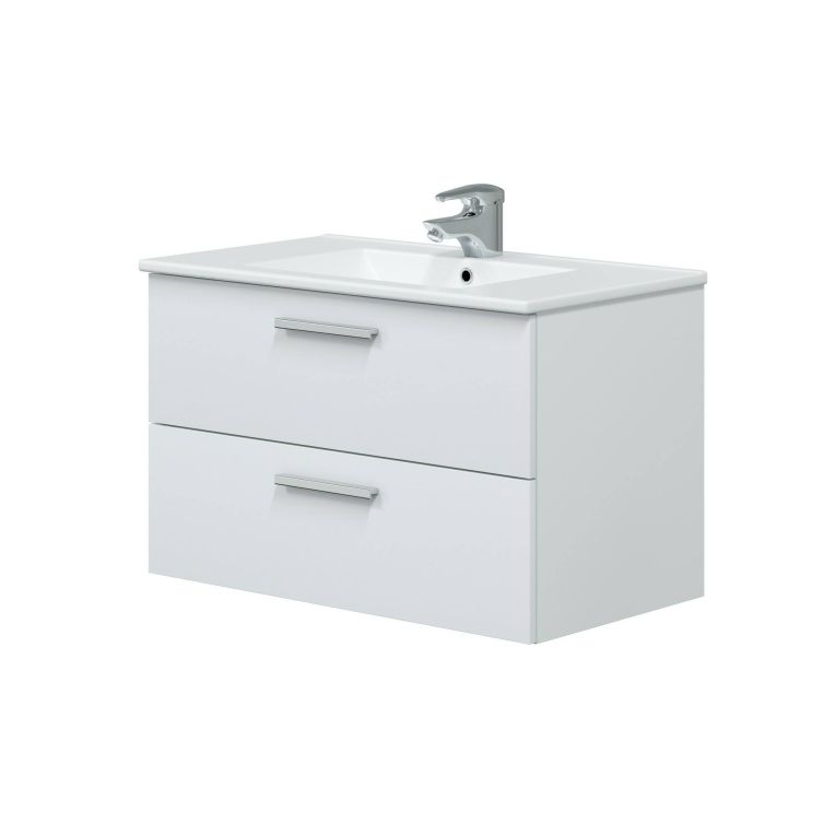 Mobile lavabo 2 cassetti 80x45x50h cm bianco lucido - Felix