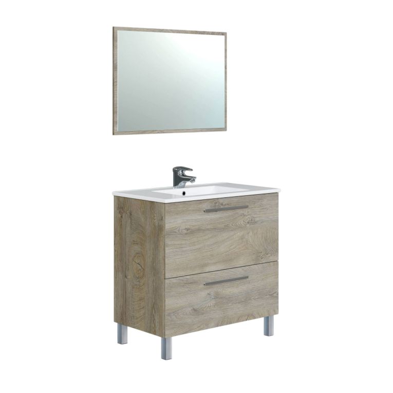 Mobile lavabo 2 cassetti 80x80x45h cm rovere - Abel