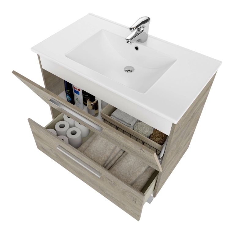 Mobile lavabo 2 cassetti 80x80x45h cm rovere - Abel